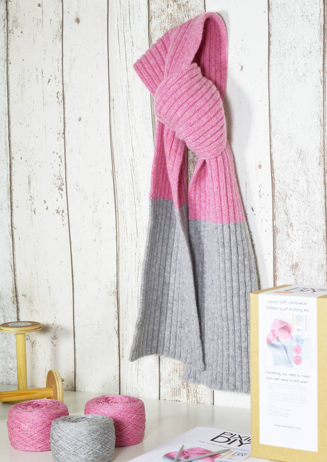 ribbed scarf knitting kit by warm pixie diy