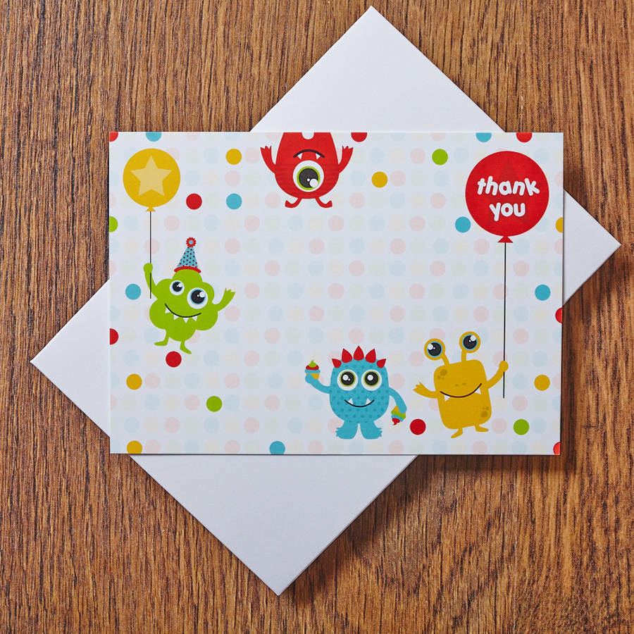 Monster thank you cards by feather grey parties | notonthehighstreet.com