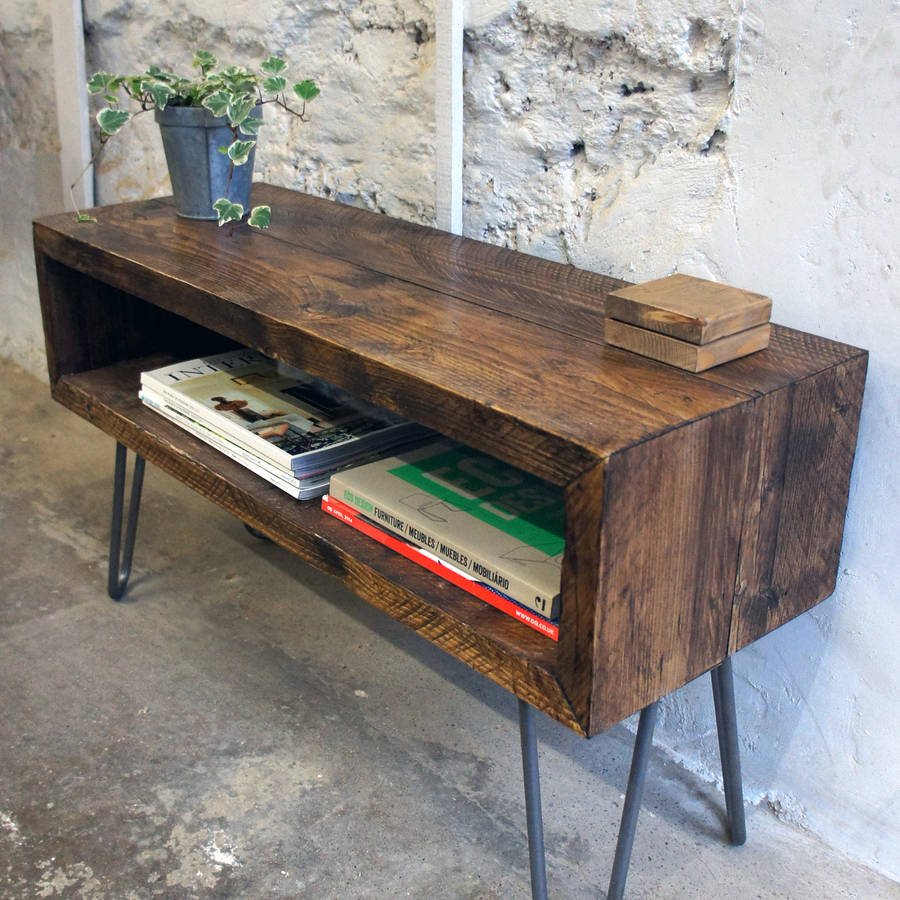 scaffold tv unit with hairpin legs by revive joinery