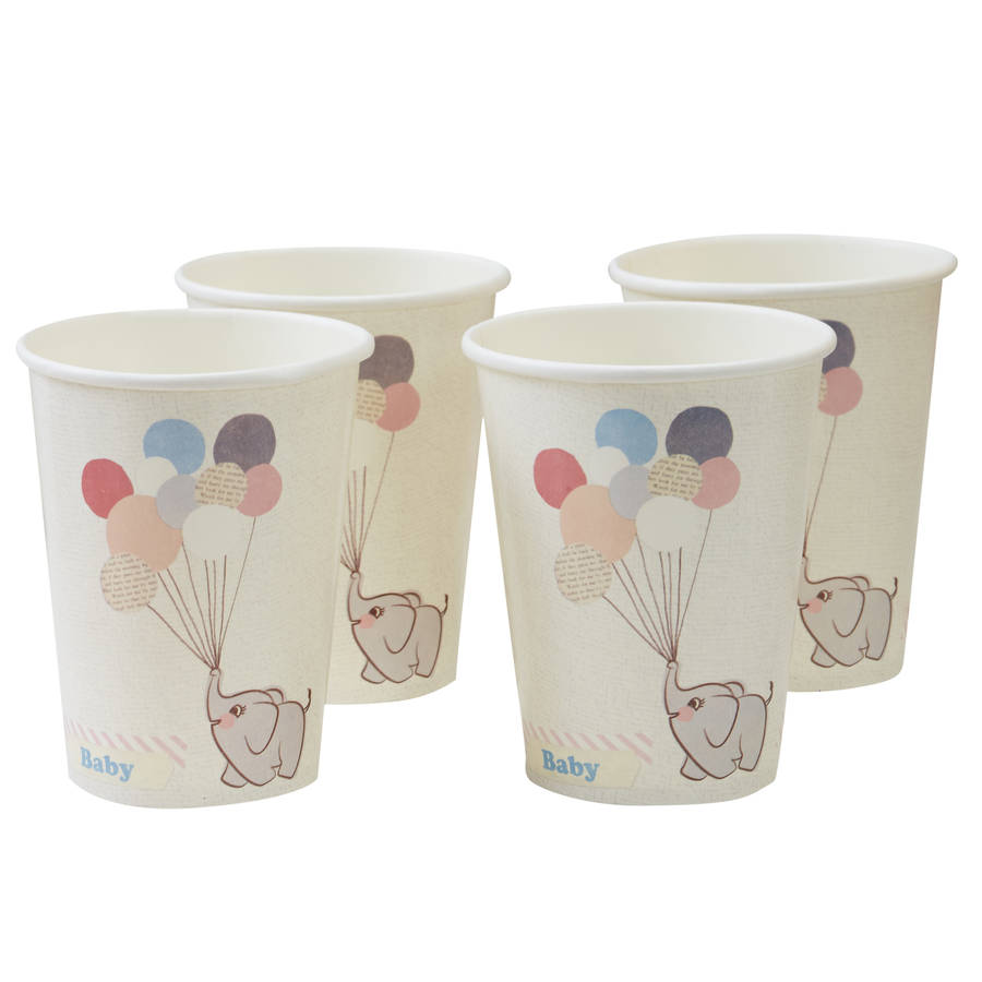 BABY THEMED AND BALLOON > GINGER PAPER VINTAGE ELEPHANT cups CUPS  > vintage RAY baby