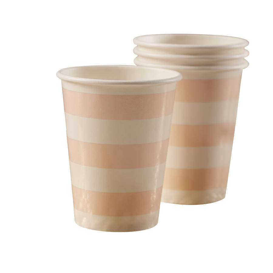 pastel pink striped paper cups by ginger ray