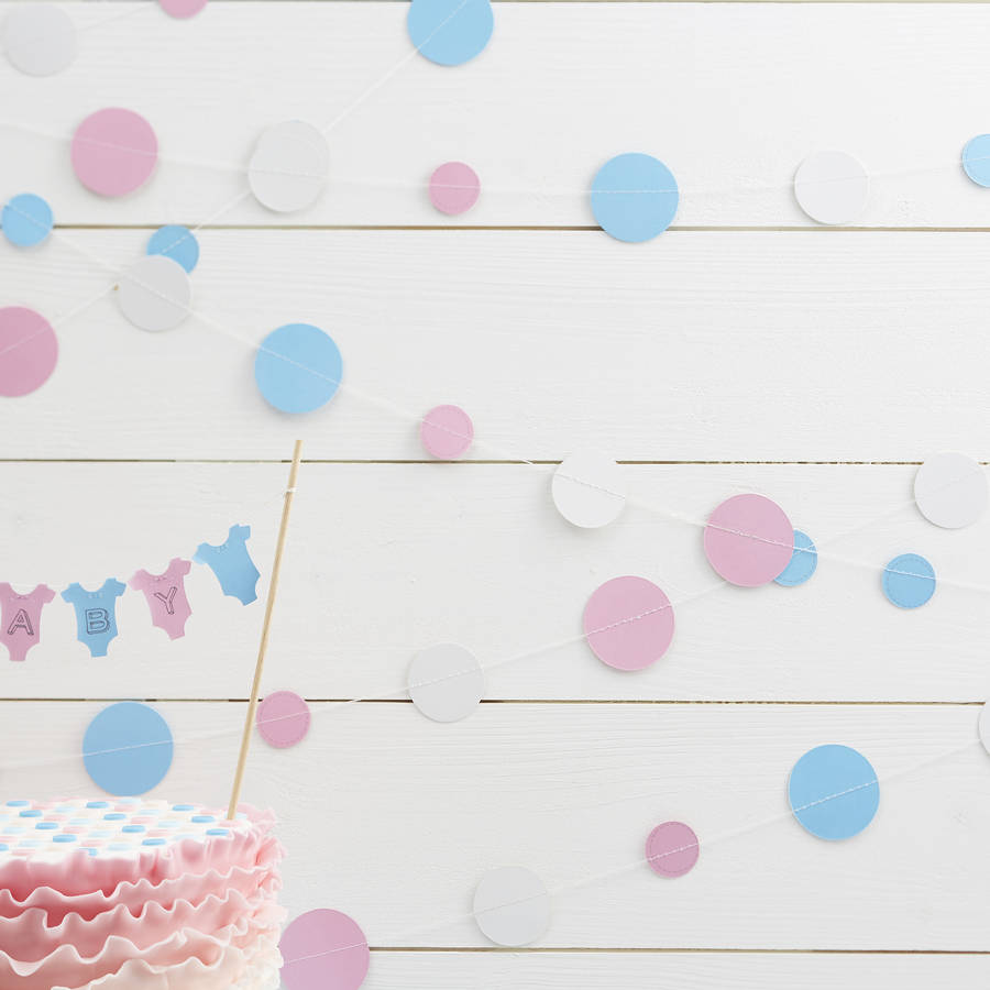 pink, blue and white confetti garland decoration by ginger ray