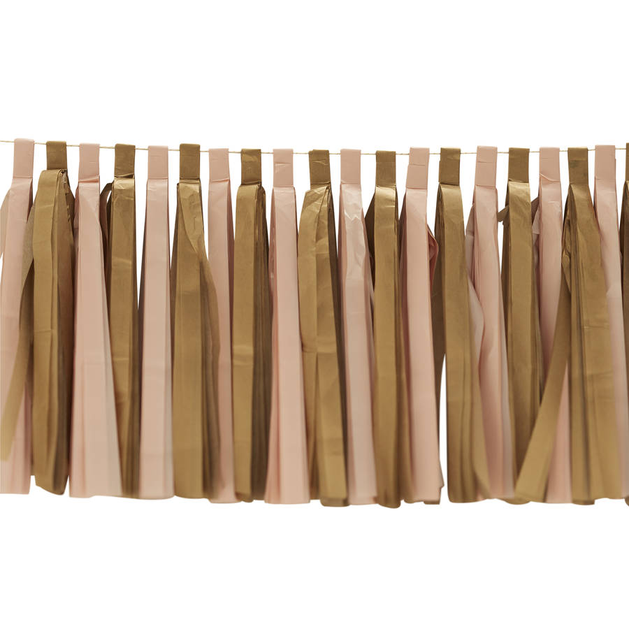 pastel pink and gold tassel garland decoration by ginger ray