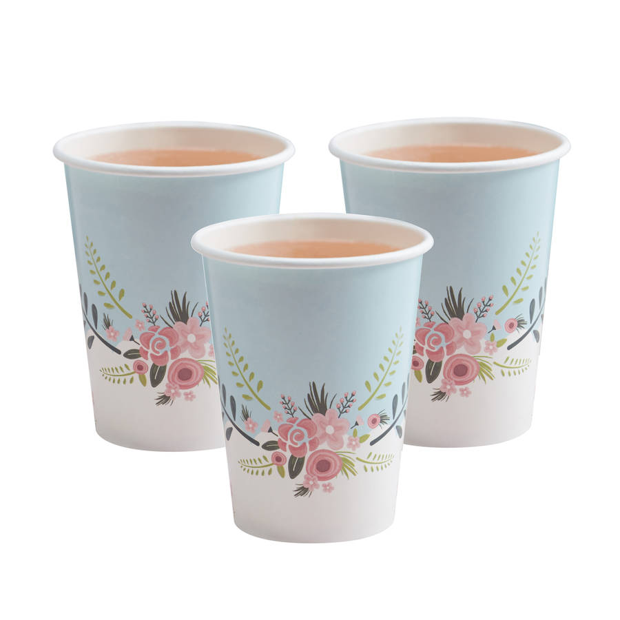 floral design paper cups by ginger ray