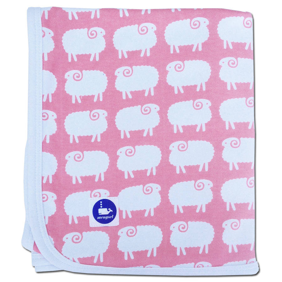 pink sheep baby blanket in organic cotton by lu west