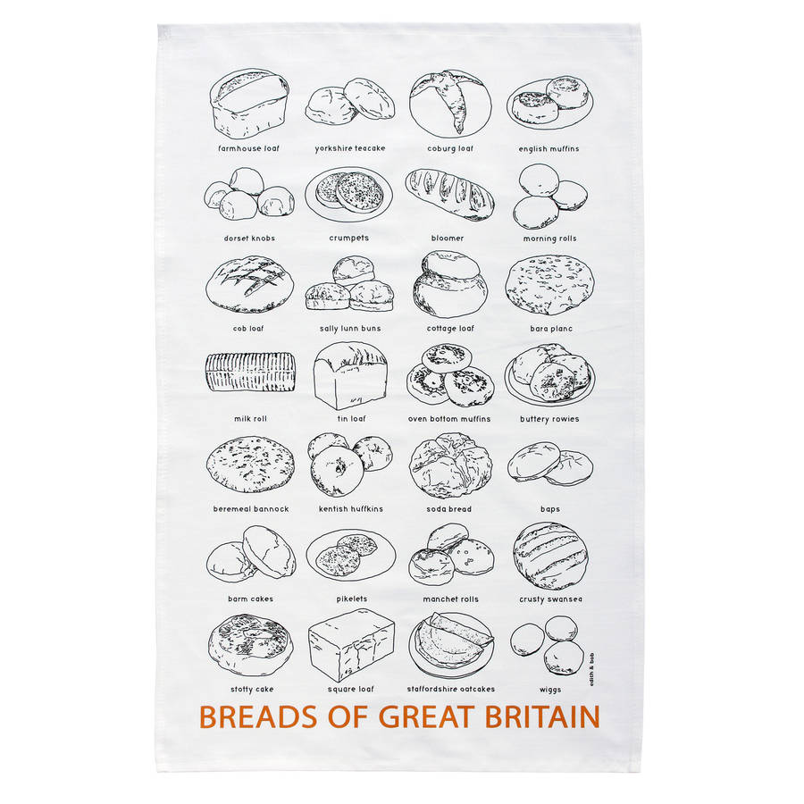 'breads of great britain' tea towel by edith & bob