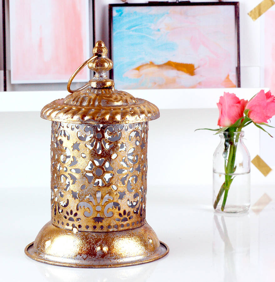 moroccan marrakech gold brass candle holder lantern by made with love