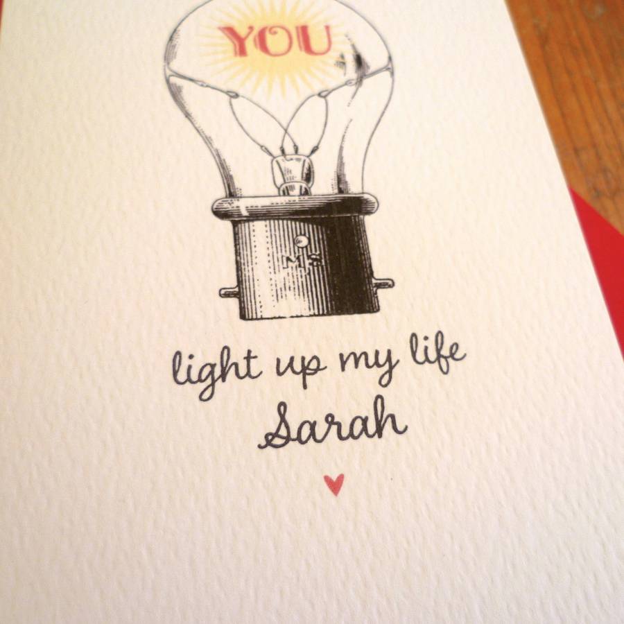 'you light up my life' valentine love card by arbee