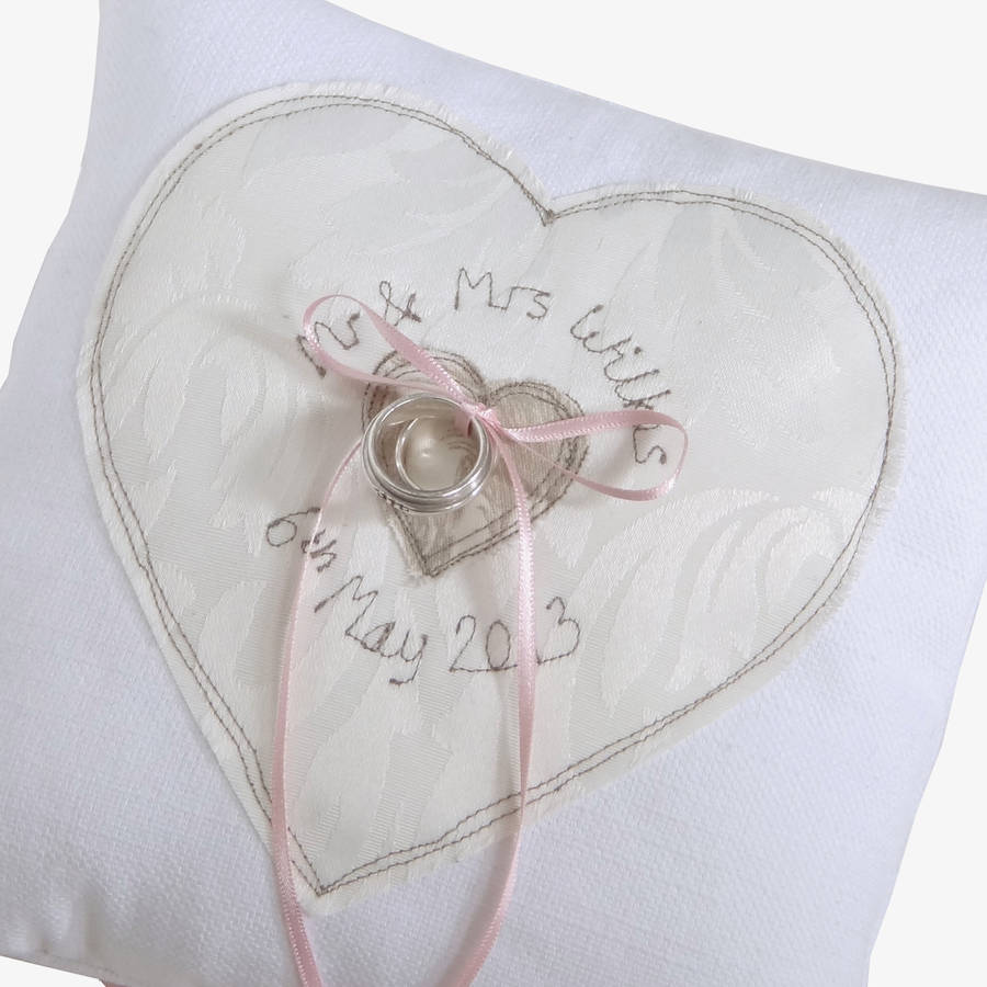 personalised wedding ring pillow by milly and pip