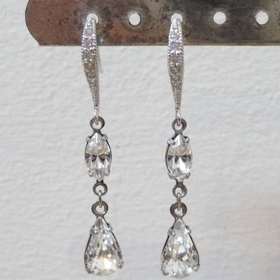 rhinestone long drop earrings by katherine swaine
