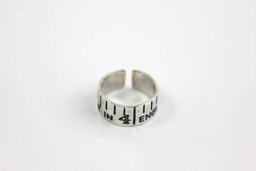 etched silver vintage style tape measure ring by emily margaret hill