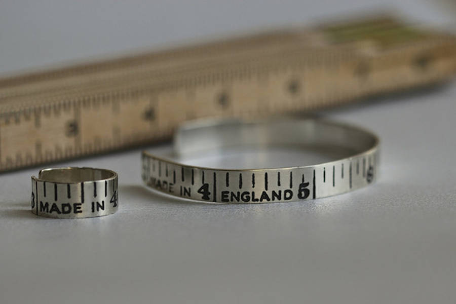 etched silver vintage style tape measure ring by emily margaret hill