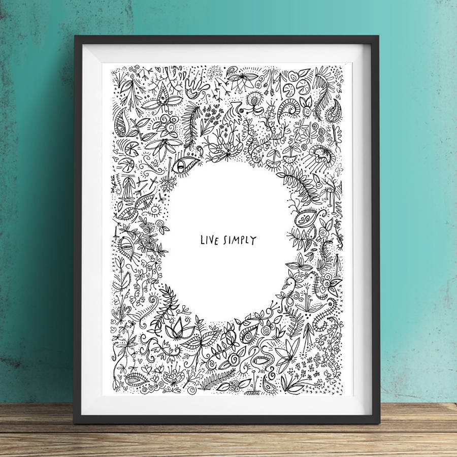 Live Simply Black And White Poster By Indieberries