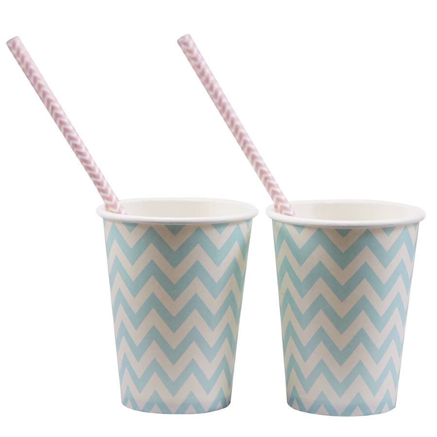 pastel blue chevron party paper cups by ginger ray