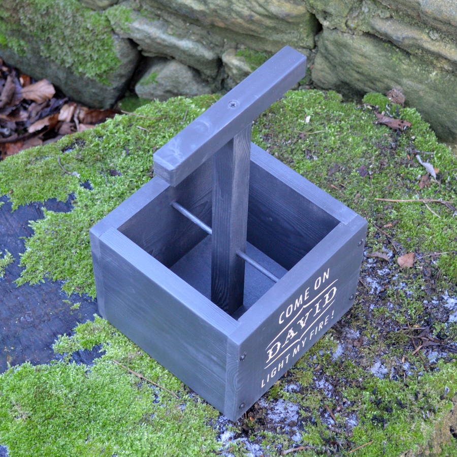 fun engraved personalised kindling box by winning works