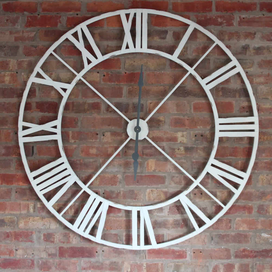 antique white iron clock roman numerals extra large by cowshed