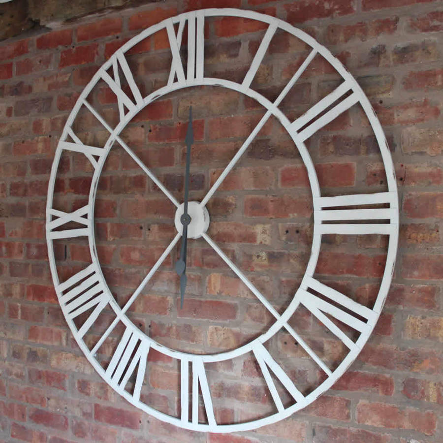 antique white iron clock roman numerals extra large by cowshed