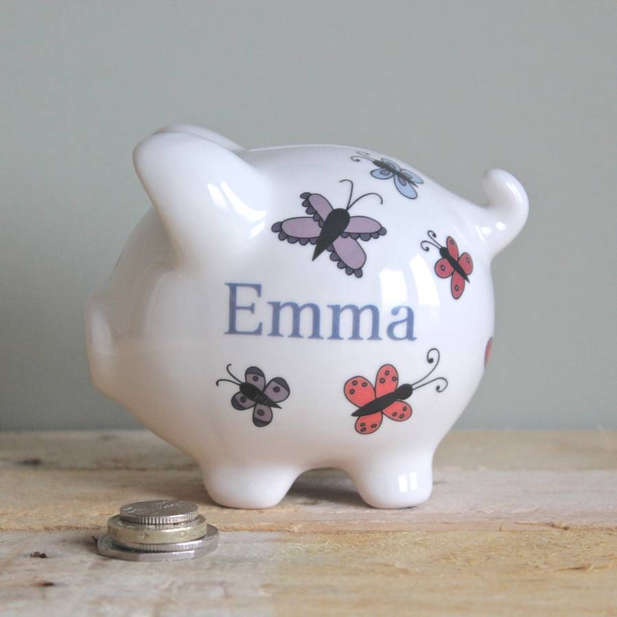 personalised piggy bank for girls by sparkle ceramics