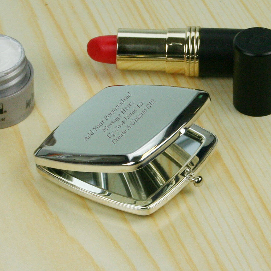 elegant engraved square compact mirror by
