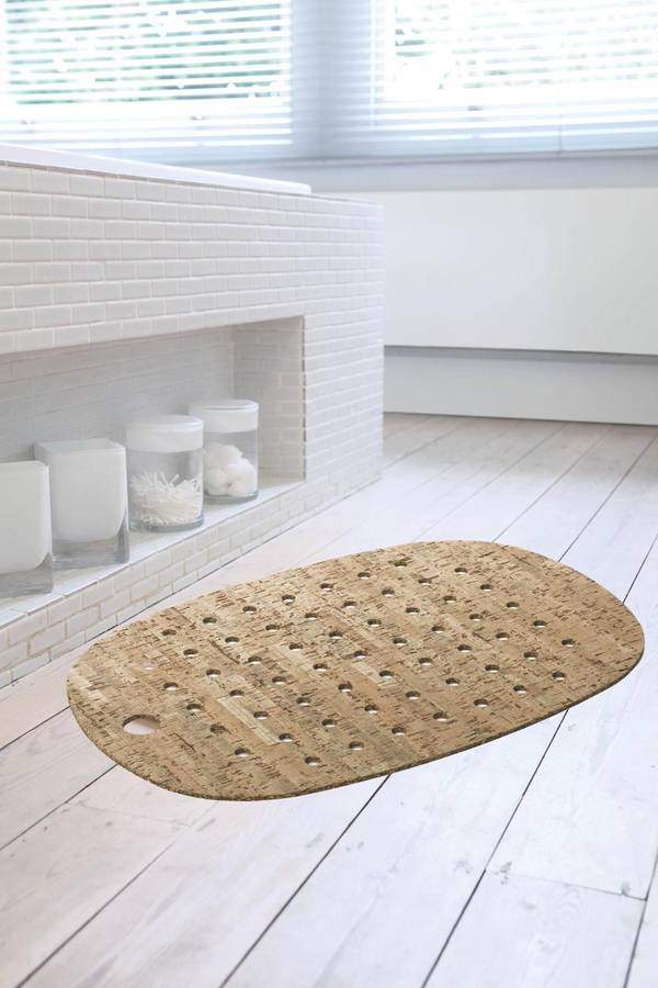 cork and rubber bath mat with natural cork veneer by authentics