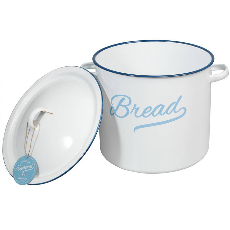 enamel retro bread bin by the orchard