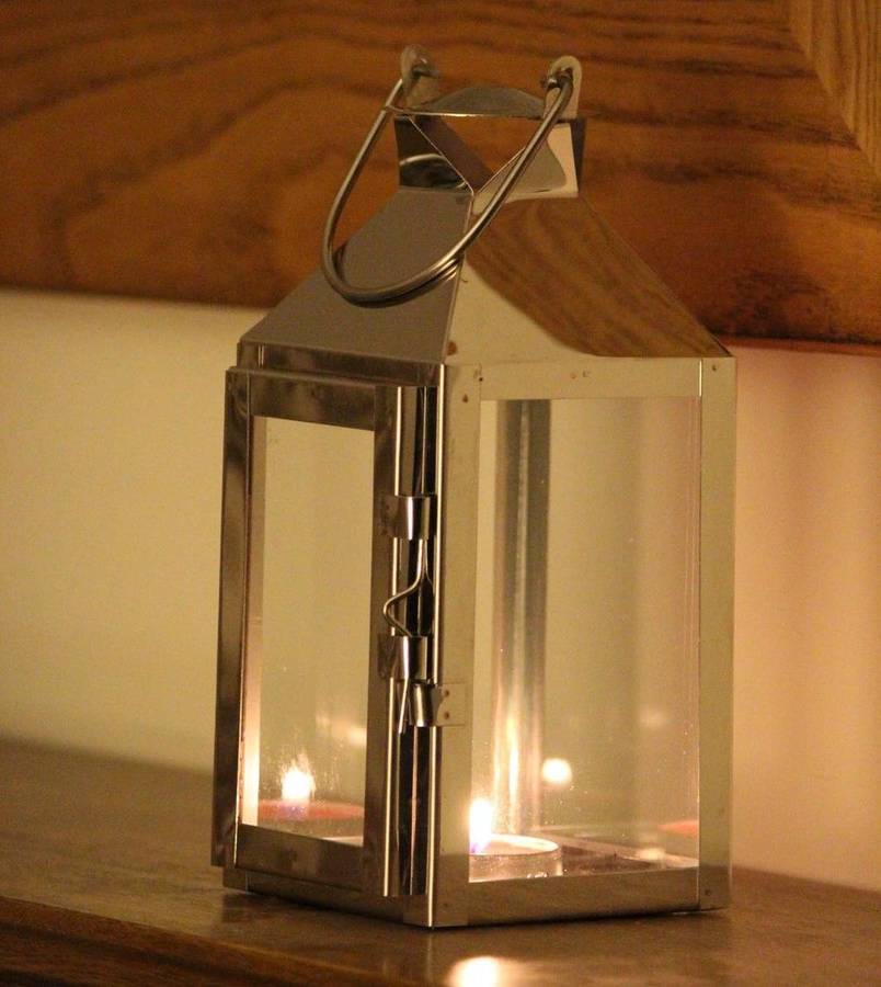 amalfi silver tealight candle lantern by garden selections