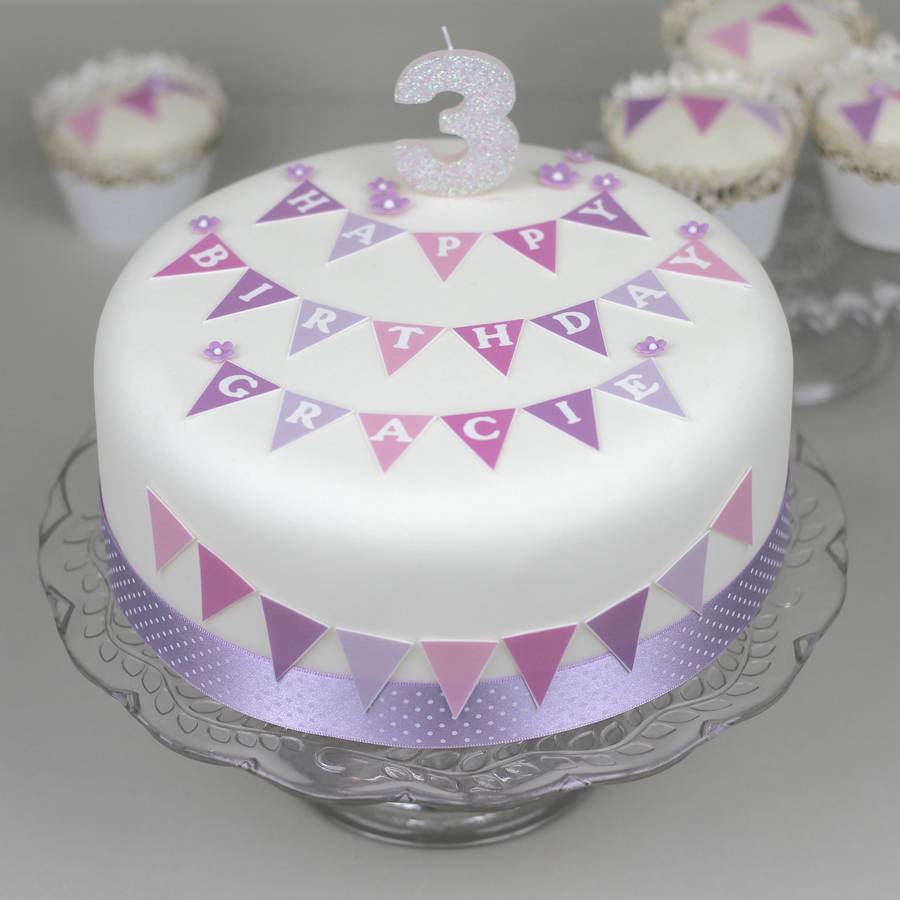 Personalised bunting birthday cake decorating kit by clever little ...