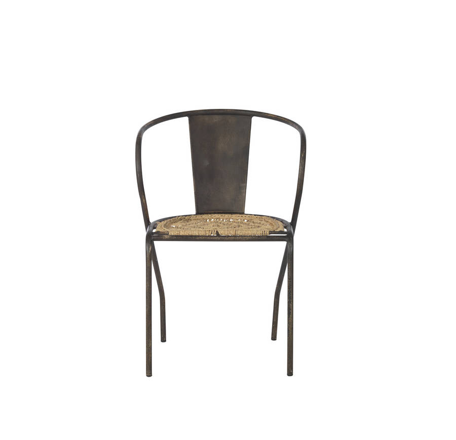 industrial metal and wicker chair by nkuku