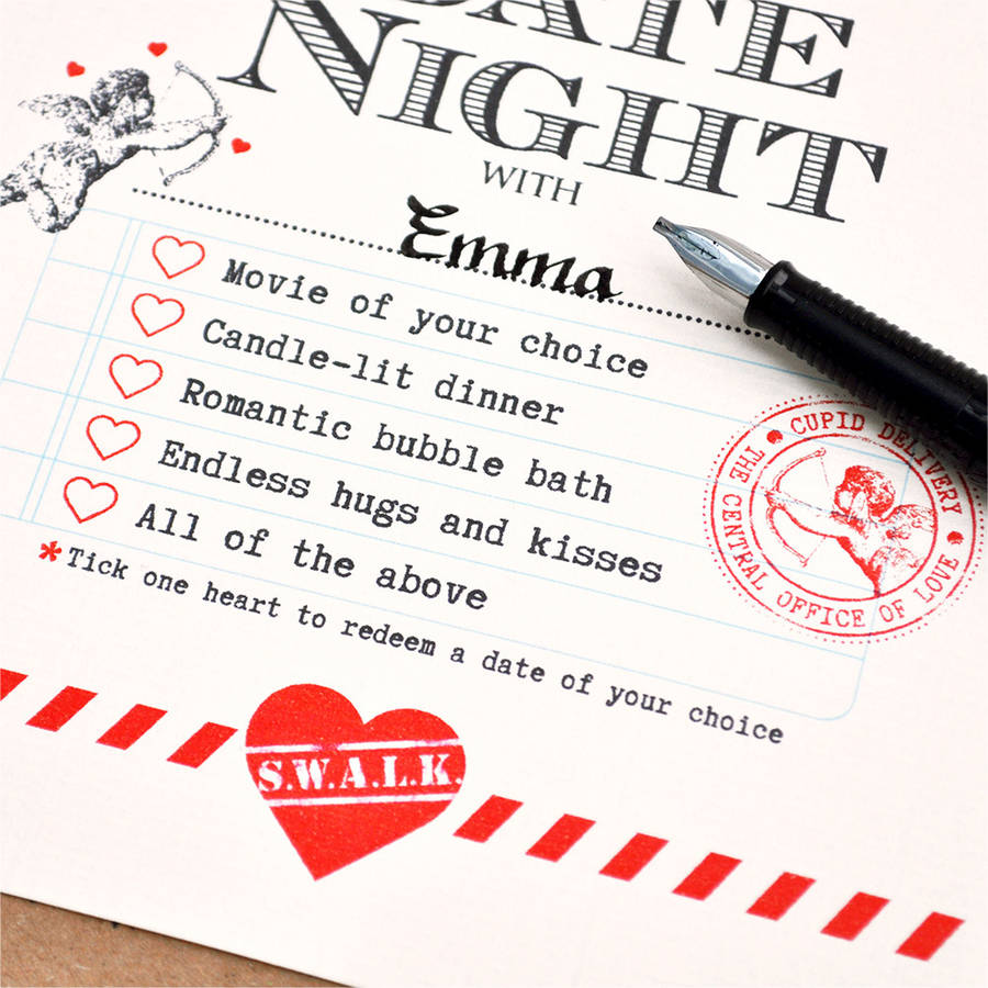 personalised #39 date night #39 certificate by eskimo kiss designs
