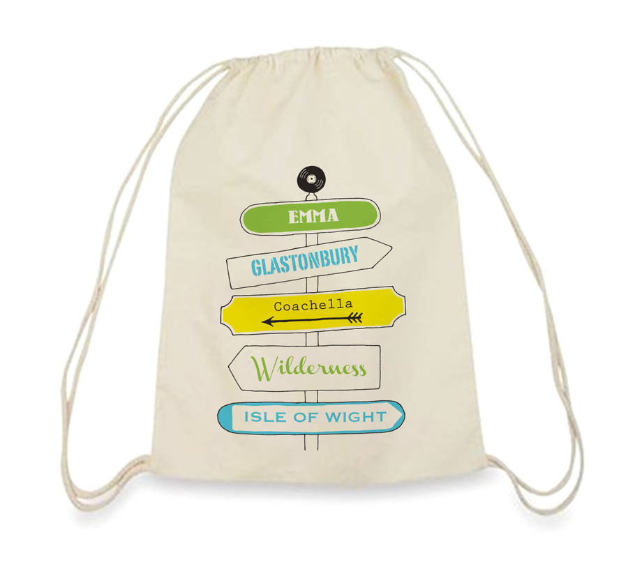 music festival signpost tote or kit bag by so close