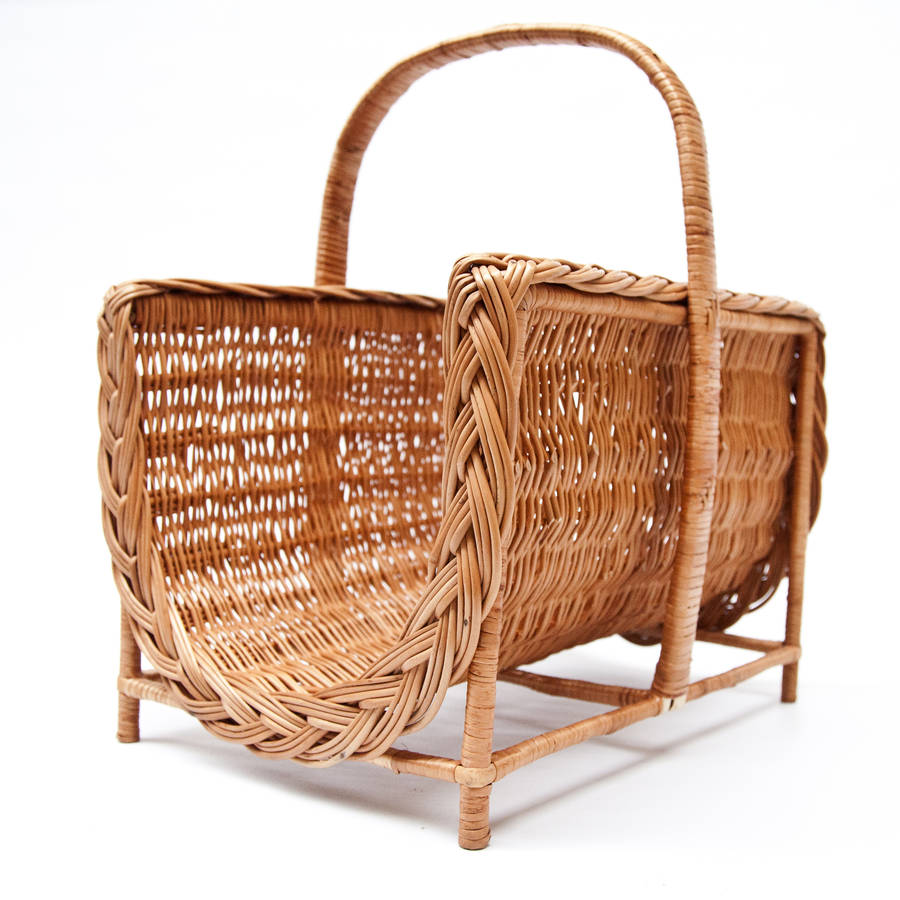 wicker log basket on legs by prestige wicker