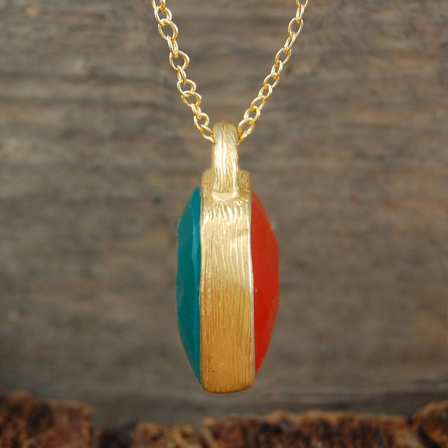 double sided onyx teardrop vermeil necklace by embers gemstone jewellery