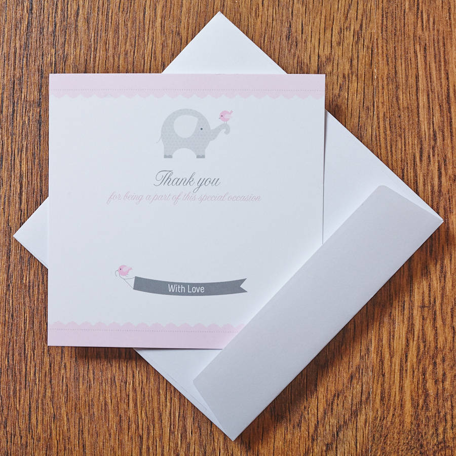 Baby Pink Thank You Cards By Feather Grey Parties Notonthehighstreet