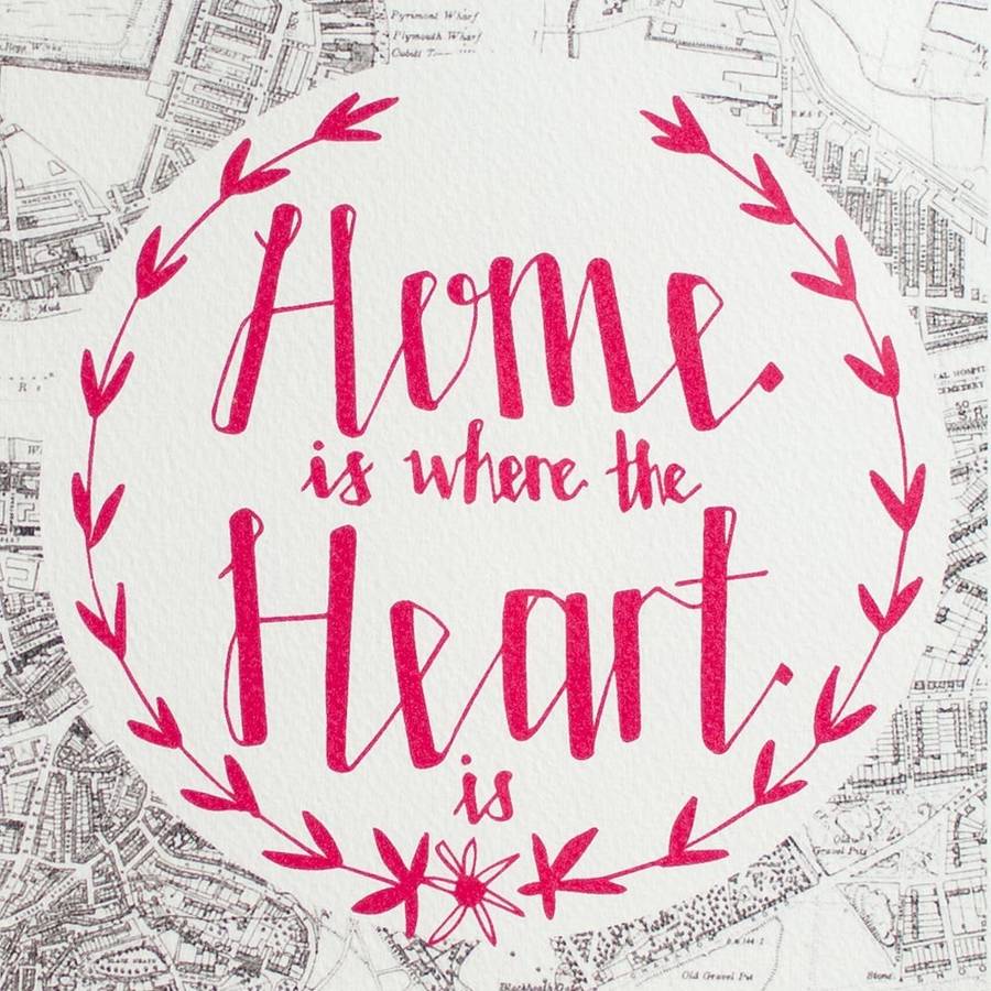 personalised 'home is where the heart is' print by betty etiquette