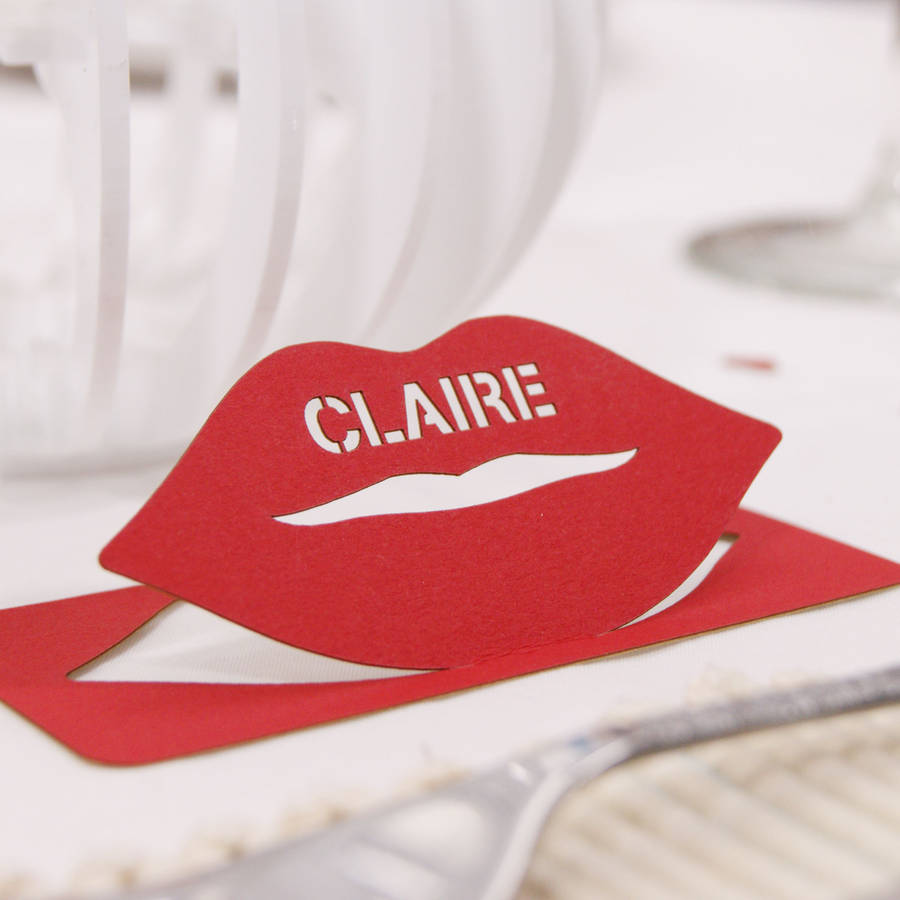 Personalised Lip Wine Gl Name Place Card By Urban Twist Personalised Lip Wine Gl Name Place Card