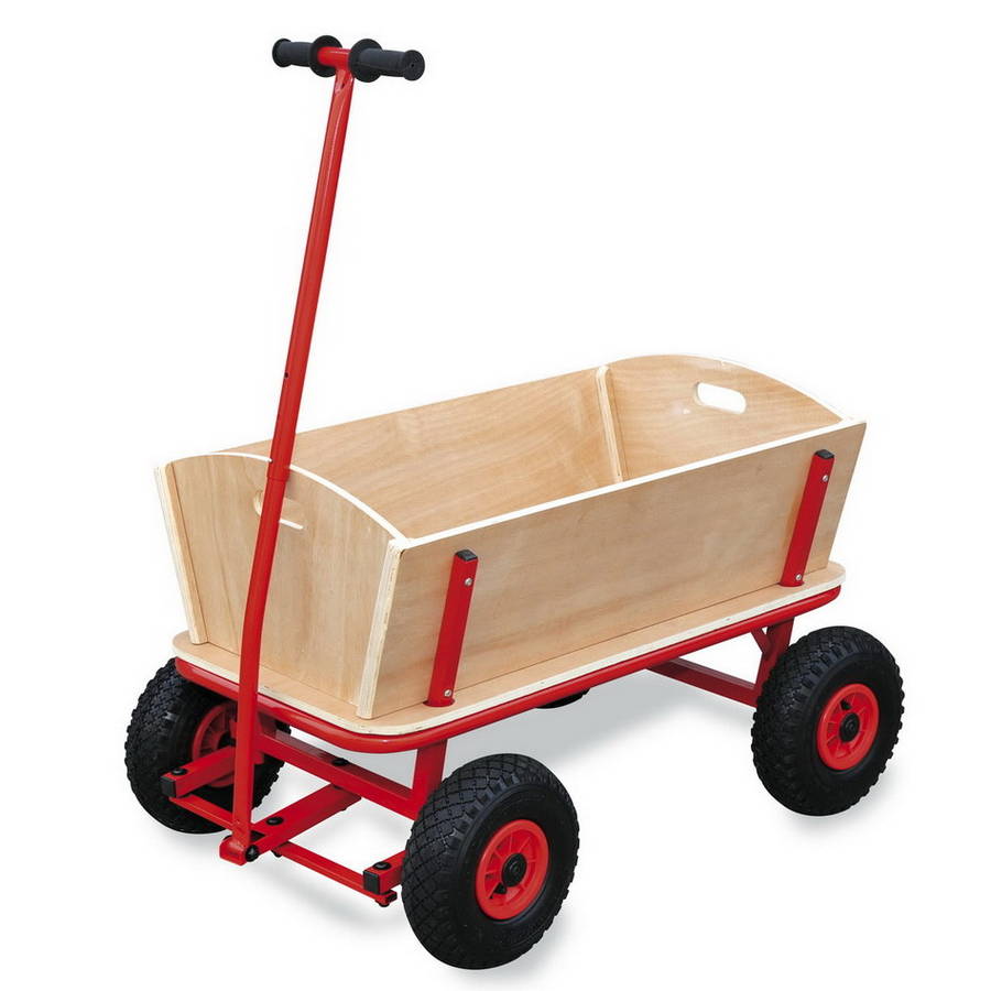 wooden hand cart by the tipi