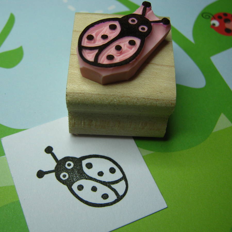 Cute Ladybird Hand Carved Rubber Stamp By Skull And Cross Buns Rubber ...