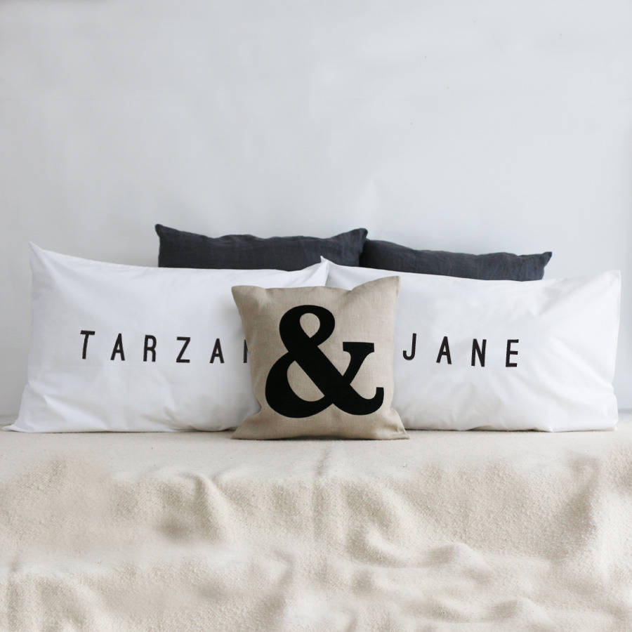 personalised couple pillowcase set by minna's room