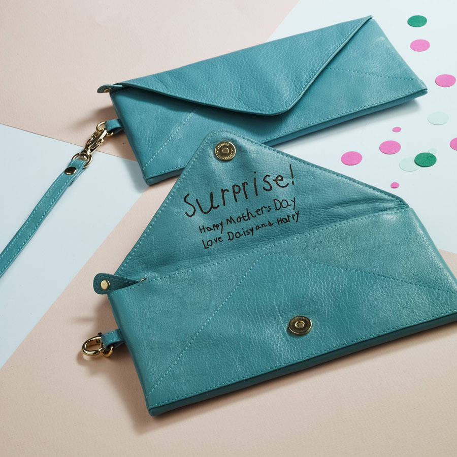 personalised envelope leather purse / mini clutch by nv