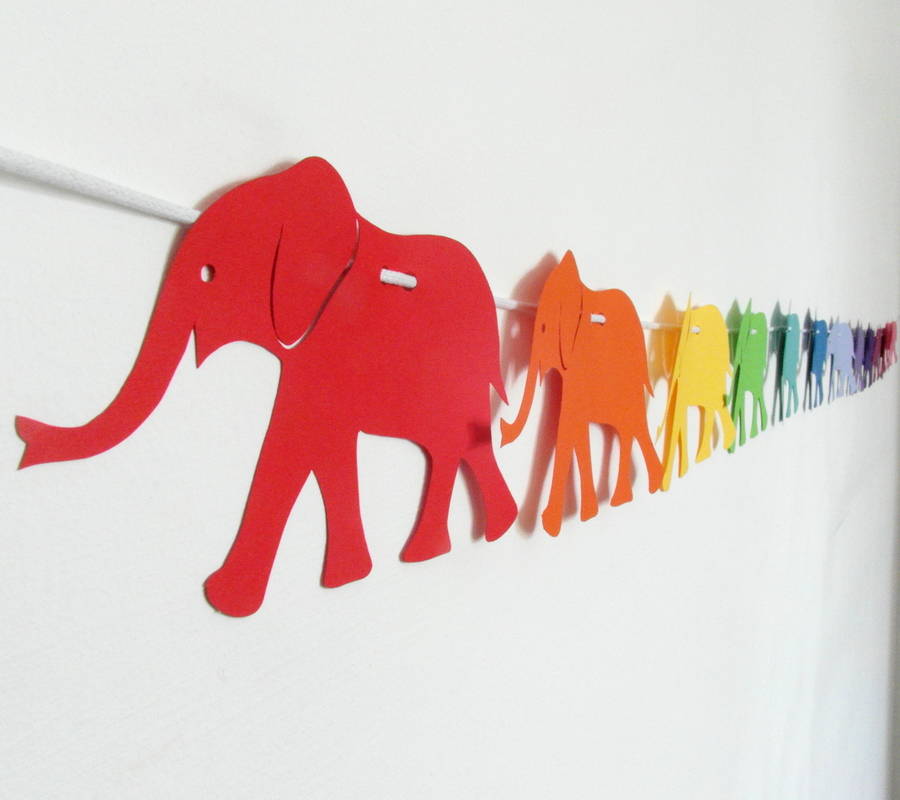 rainbow paper elephant garland by rosie and the boys