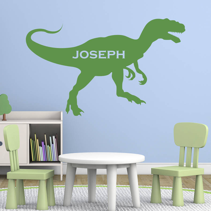 personalised t rex wall sticker by mirrorin