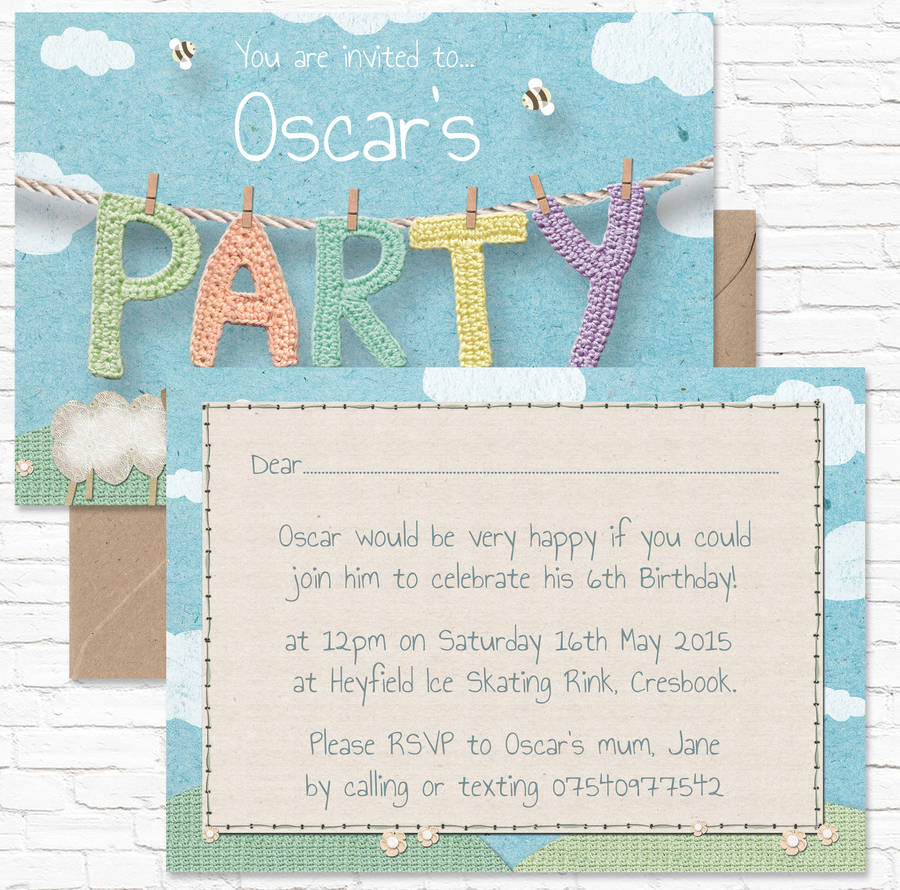 children's party invitations personalised pack of 10 by lucy ledger designs