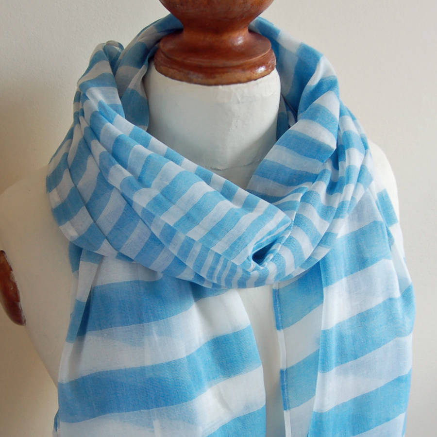 blue striped scarf by highland angel