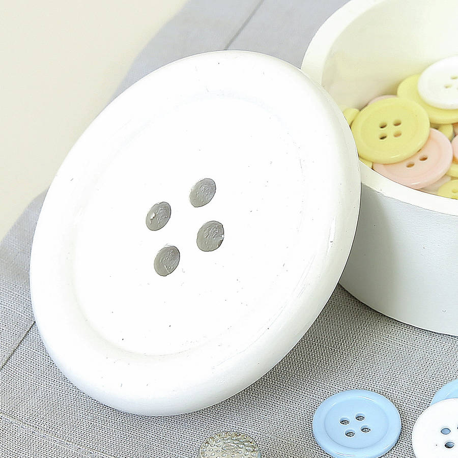 white ceramic buttons storage box by dibor