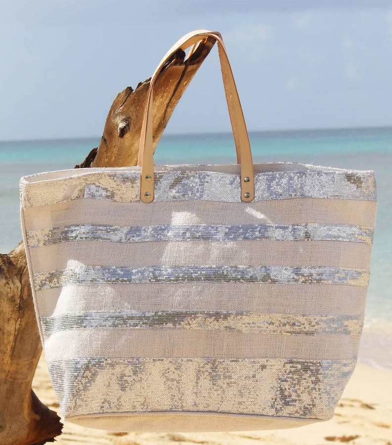 sequin beach tote