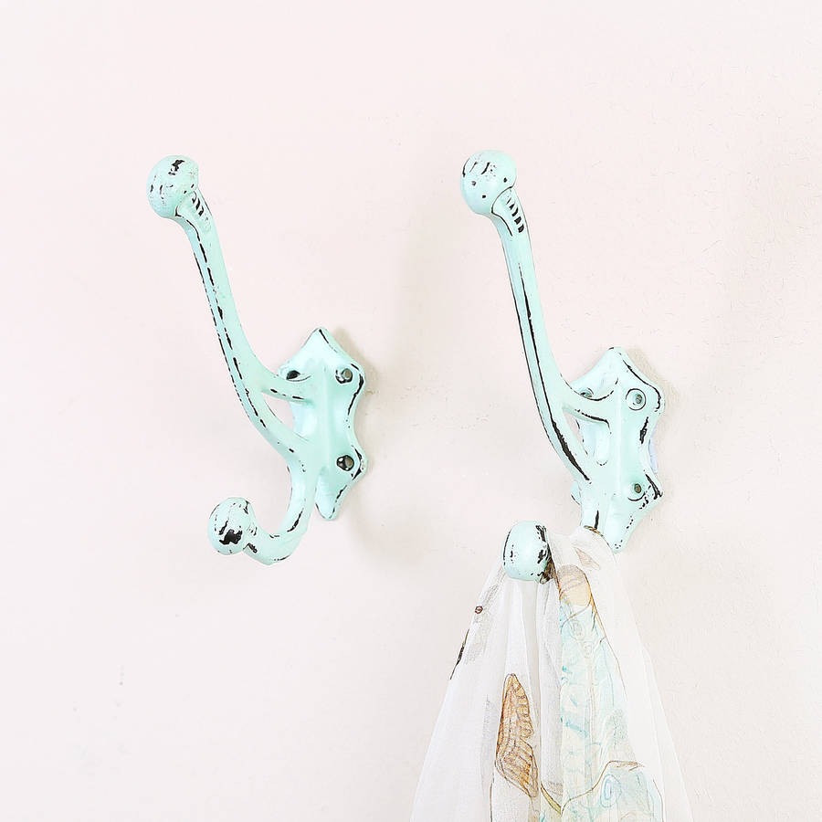 duck egg blue cast iron coat hook by dibor