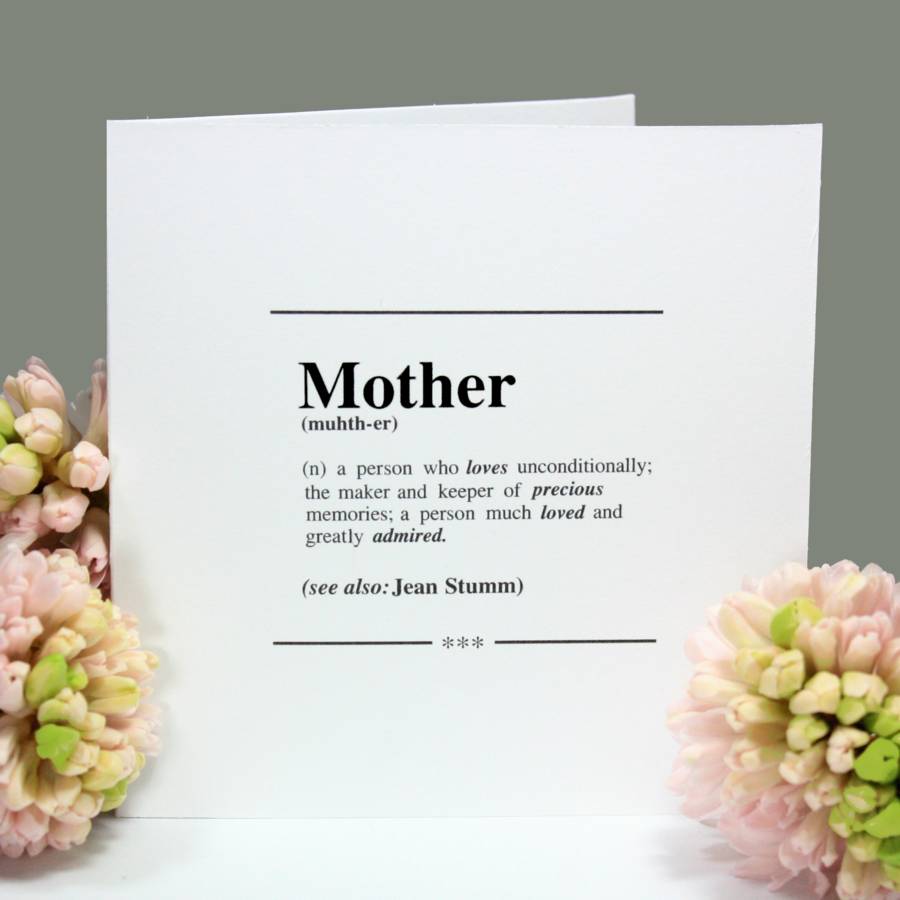 Personalised Mother Dictionary Definition Card By Betsy Jarvis