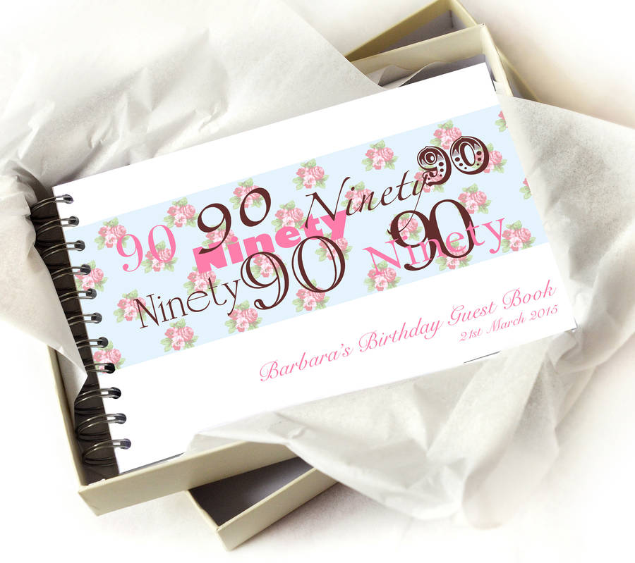 personalised 90th birthday guest book by amanda hancocks