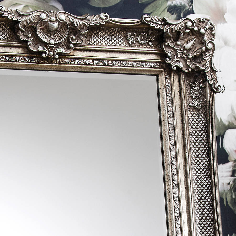 Ornate Antique Silver Wall Mirror By Primrose And Plum