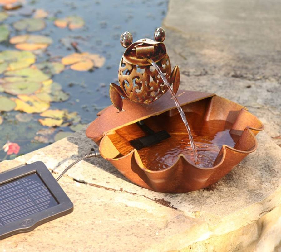 Fontana Da Giardino A Rana Ad Energia Solare - Decorazione In Ceramica Con Getto D'Acqua - Foto 10